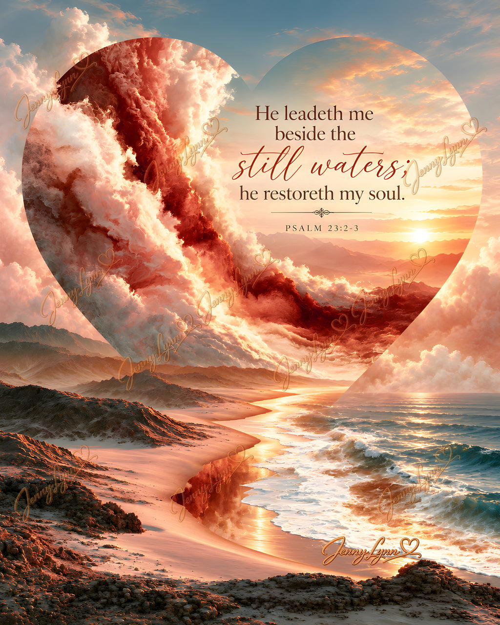 He Leadeth Me Beside the Still Waters | Psalm 23 Christian Wall Art + Phone & TV/Computer Wallpaper
