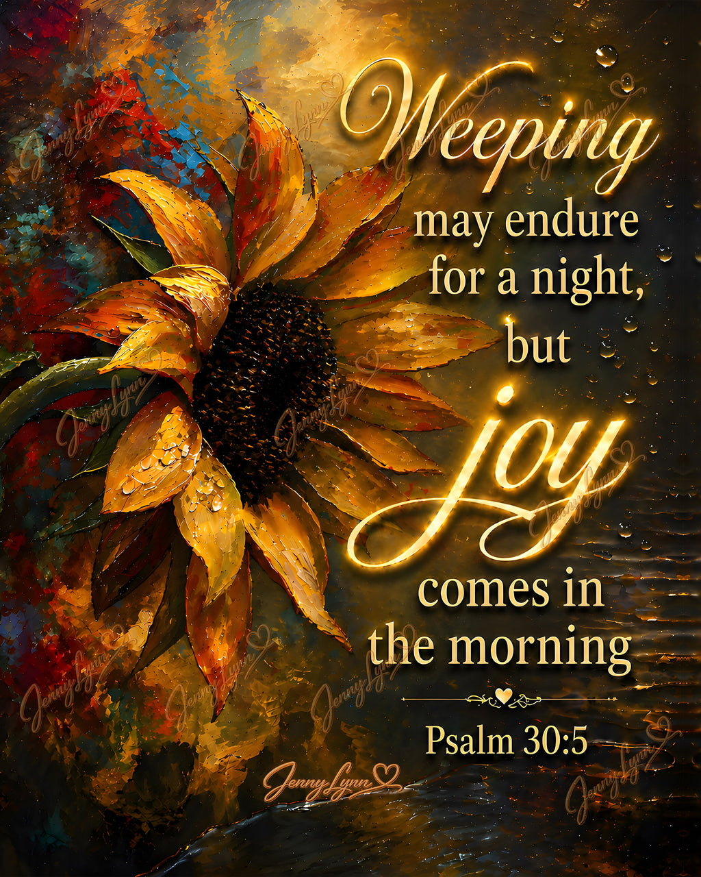 Weeping May Endure for a Night but Joy Comes in the Morning | Psalm 30:5 Christian Wall Art + Phone & TV/Computer Wallpaper