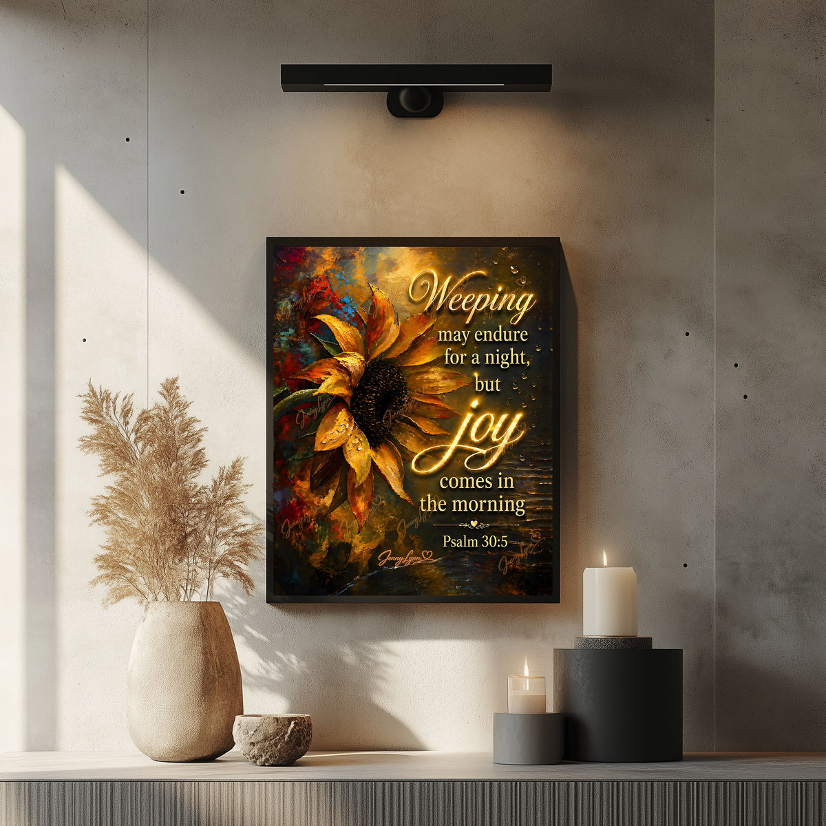 Weeping May Endure for a Night but Joy Comes in the Morning | Psalm 30:5 Christian Wall Art + Phone & TV/Computer Wallpaper