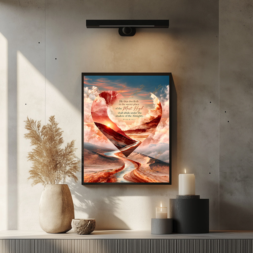 He That Dwelleth in the Secret Place | Psalm 91:1 Christian Wall Art + Phone & TV/Computer Wallpaper