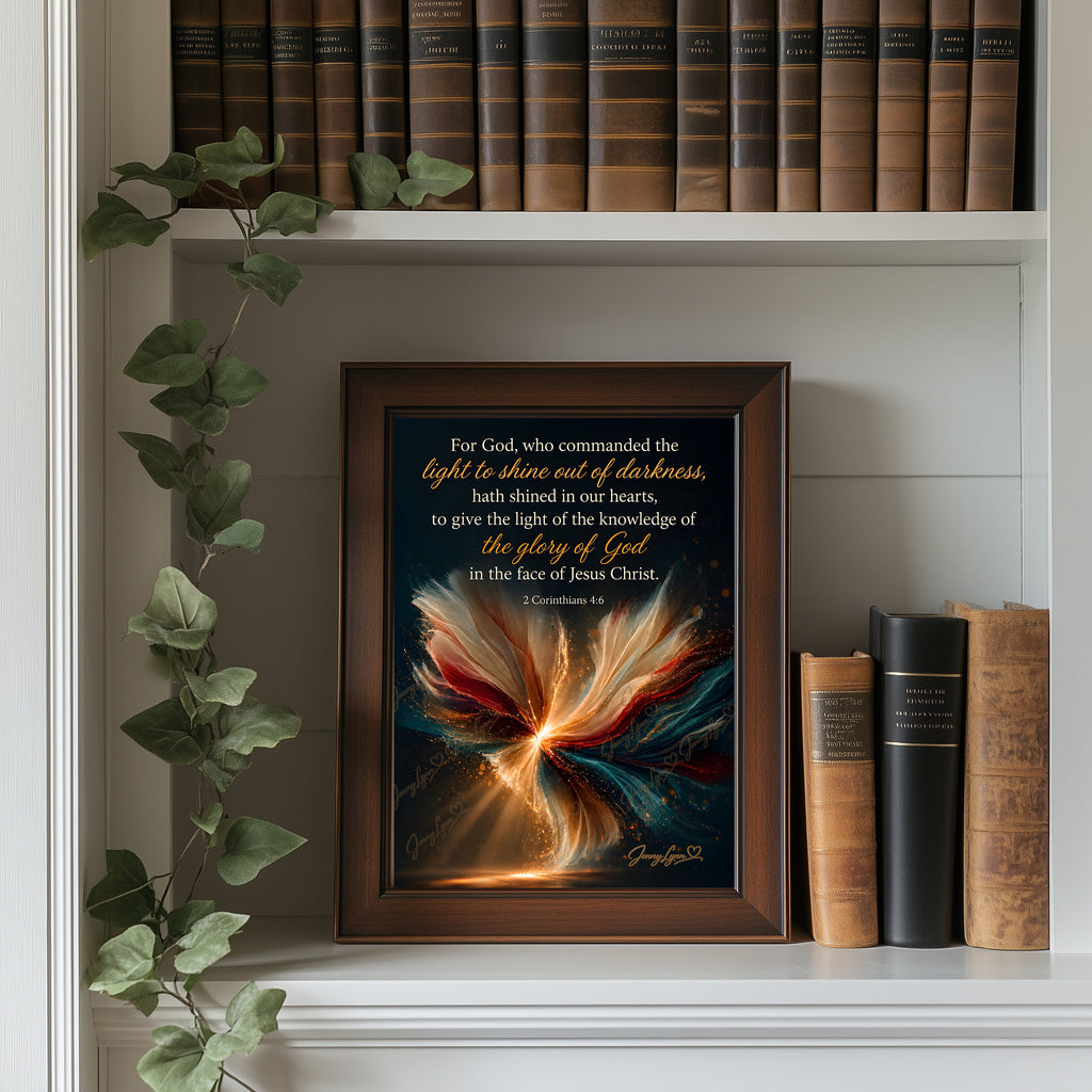 Light to Shine Out of Darkness | 2 Corinthians 4:6 Christian Wall Art + Phone & TV/Computer Wallpaper