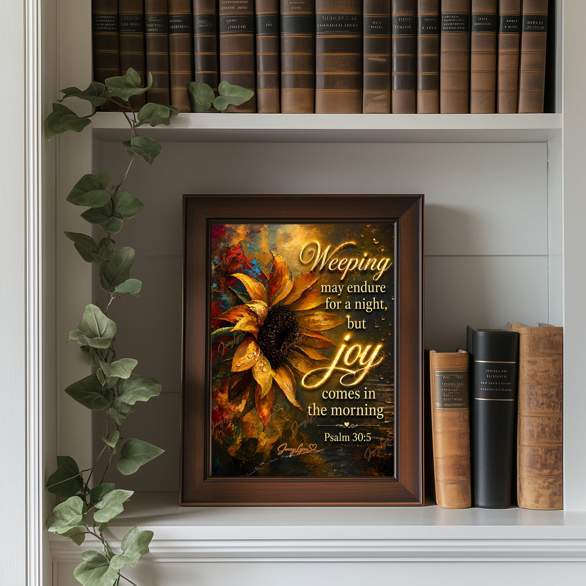 Weeping May Endure for a Night but Joy Comes in the Morning | Psalm 30:5 Christian Wall Art + Phone & TV/Computer Wallpaper