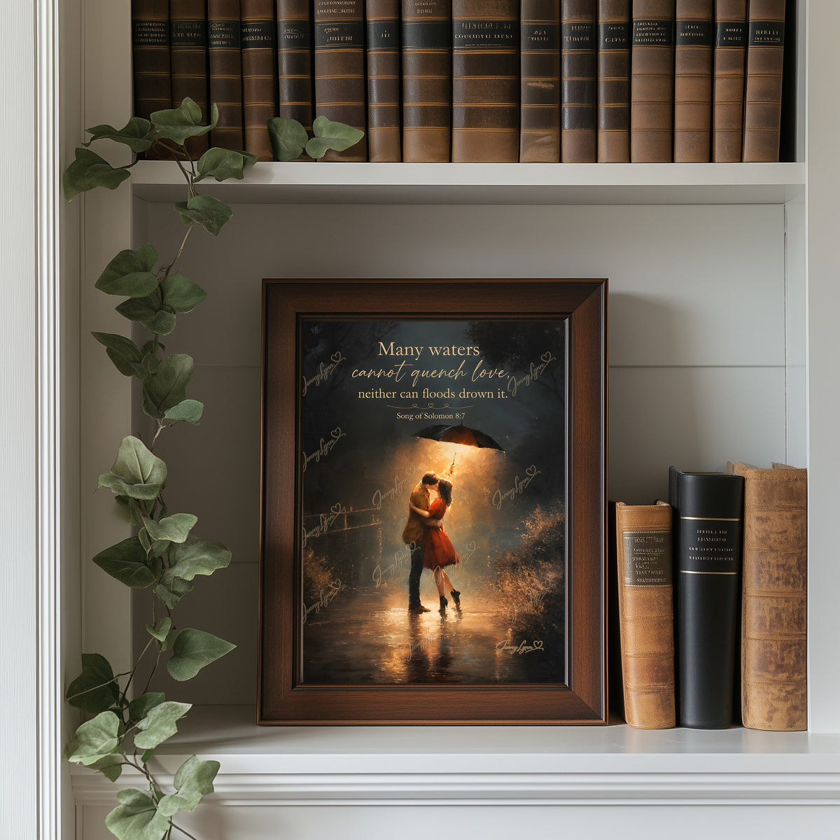 Many Waters Cannot Quench Love | Song of Solomon 8:7 Christian Wall Art + Phone & TV/Computer Wallpaper
