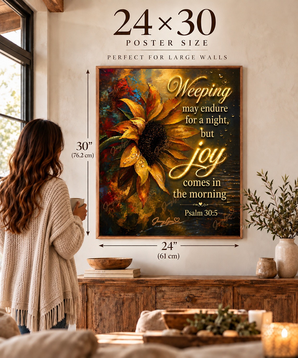 Weeping May Endure for a Night but Joy Comes in the Morning | Psalm 30:5 Christian Wall Art + Phone & TV/Computer Wallpaper