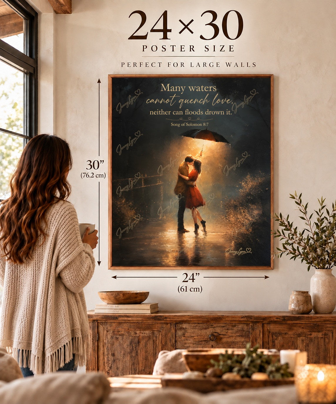 Many Waters Cannot Quench Love | Song of Solomon 8:7 Christian Wall Art + Phone & TV/Computer Wallpaper