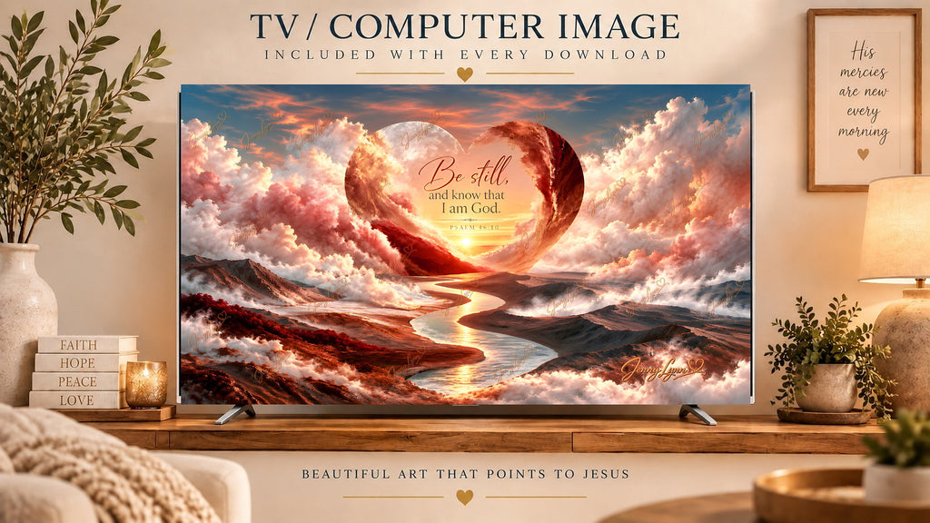 Be Still and Know That I Am God | Psalm 46:10 Christian Wall Art + Phone & TV/Computer Wallpaper
