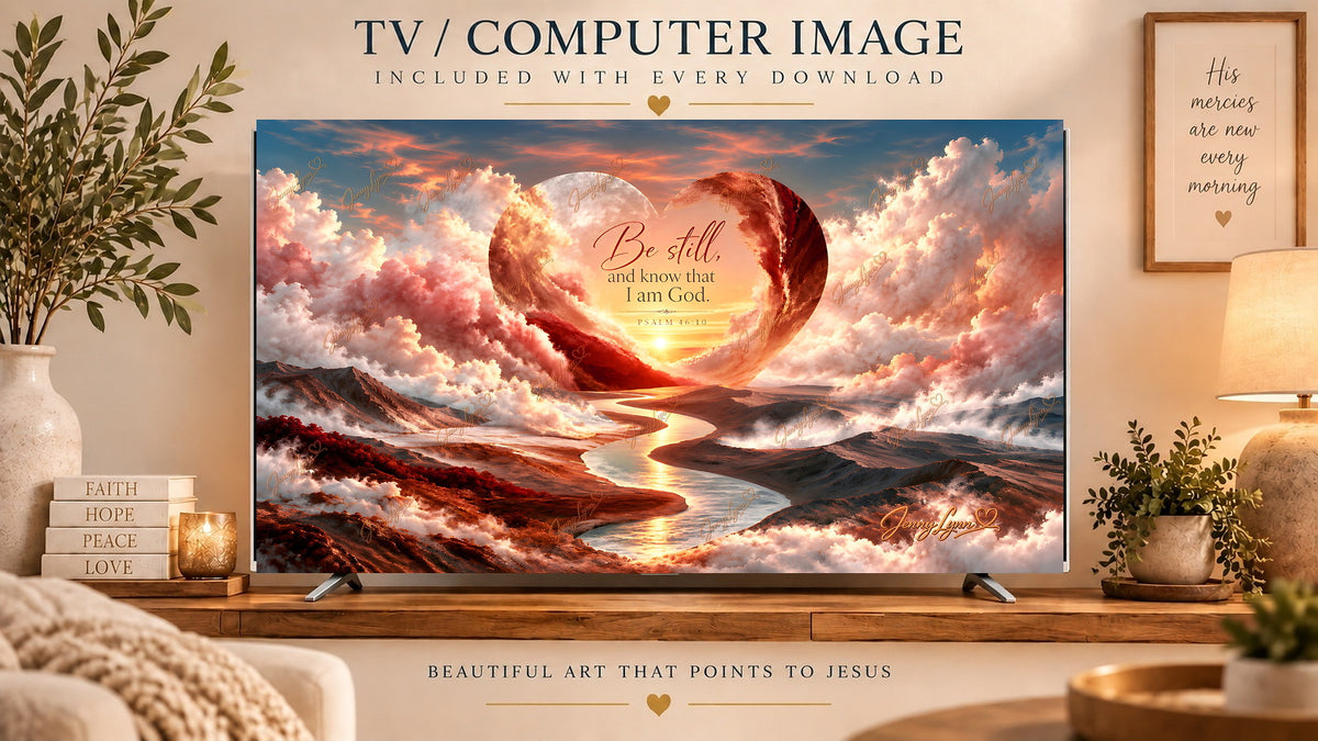 Be Still and Know That I Am God | Psalm 46:10 Christian Wall Art + Phone & TV/Computer Wallpaper