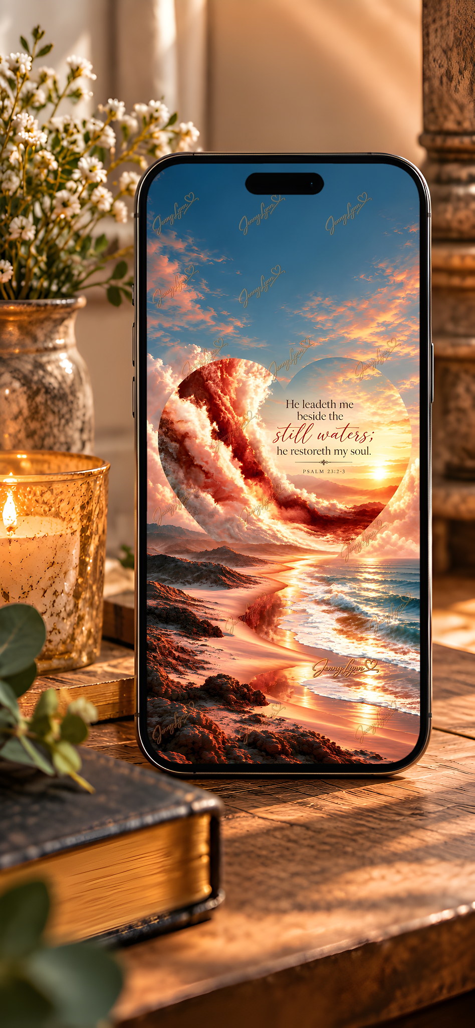 He Leadeth Me Beside the Still Waters | Psalm 23 Christian Wall Art + Phone & TV/Computer Wallpaper