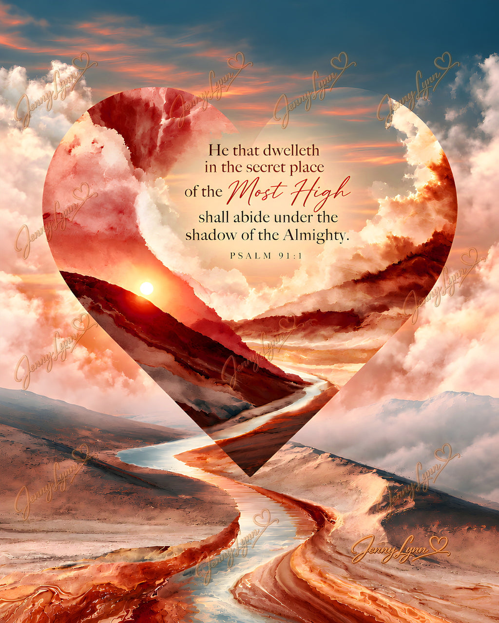 Heart Series Collection | Set of 3 Christian Wall Art | Psalm 23, Psalm 46:10, Psalm 91:1 + Phone & TV/Computer Wallpapers