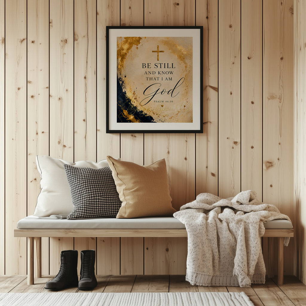 Be Still and Know That I Am God - Navy & Gold