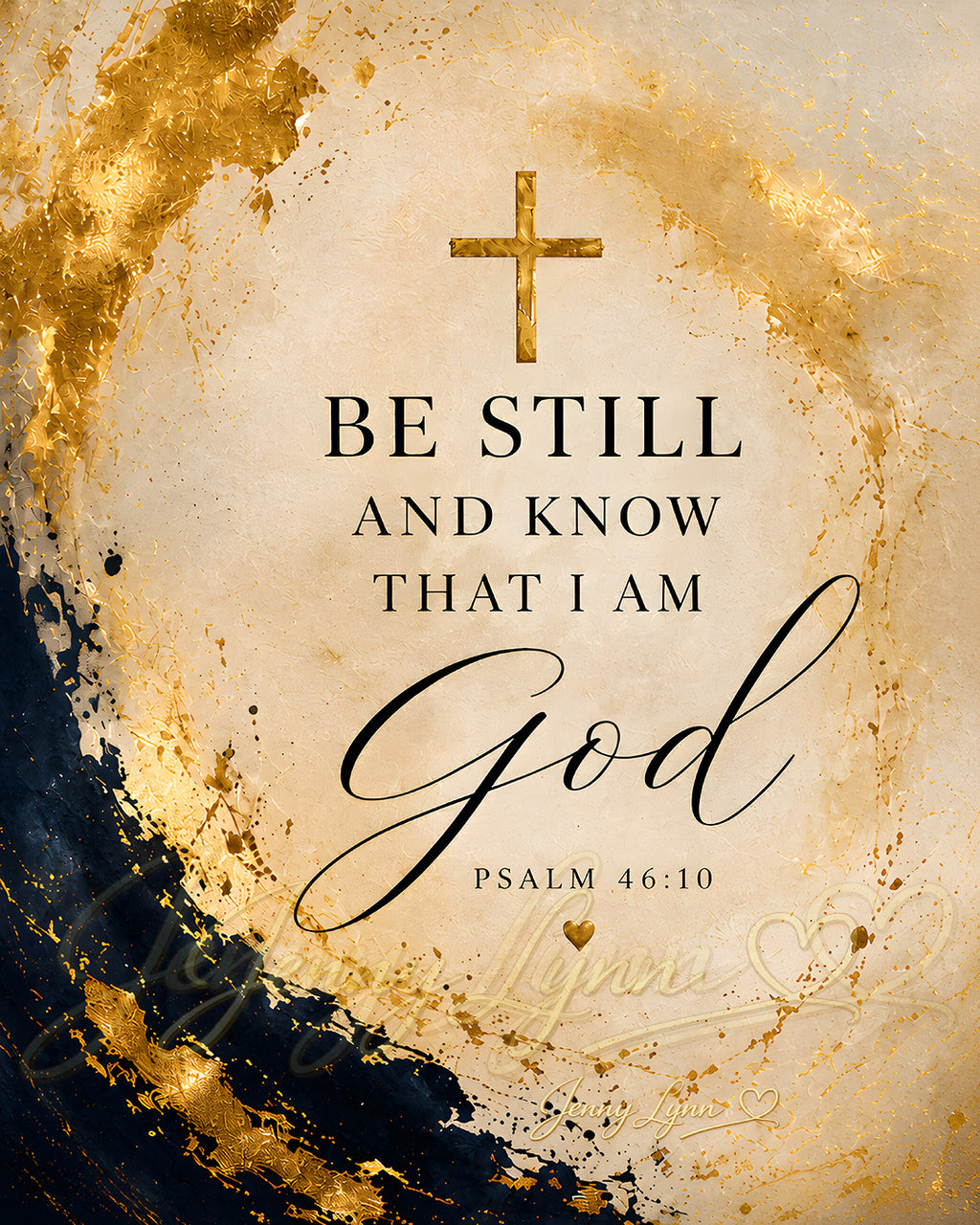 Be Still and Know That I Am God - Navy & Gold