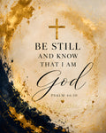 Be Still and Know That I Am God - Navy & Gold