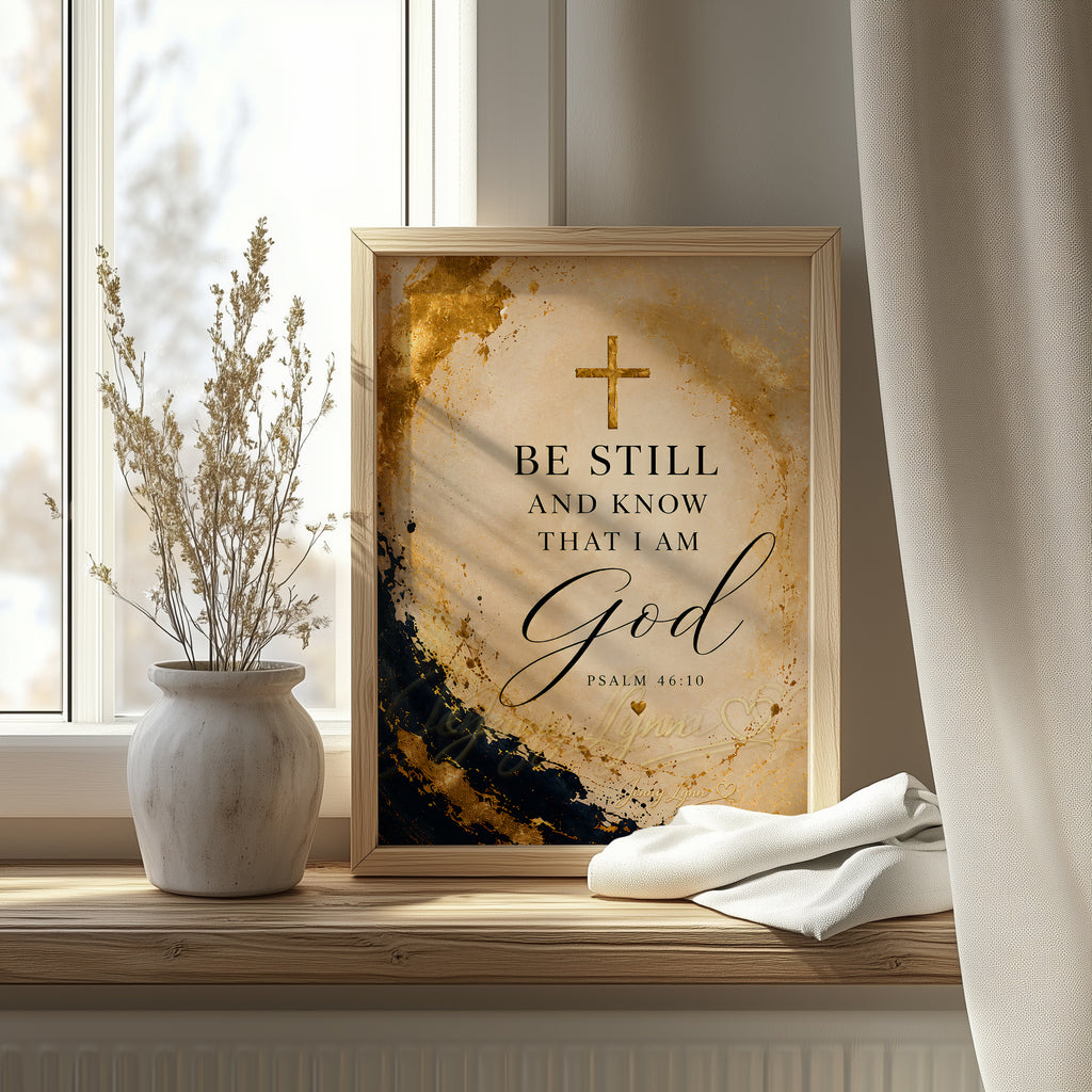 Be Still and Know That I Am God - Navy & Gold