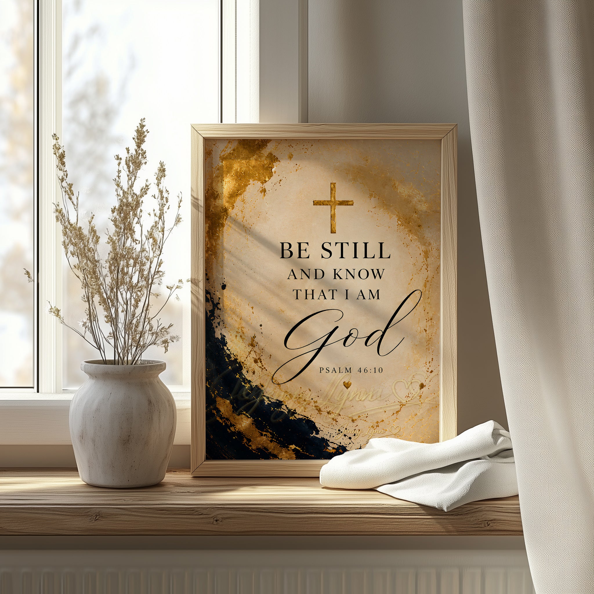 Be Still and Know That I Am God - Navy & Gold